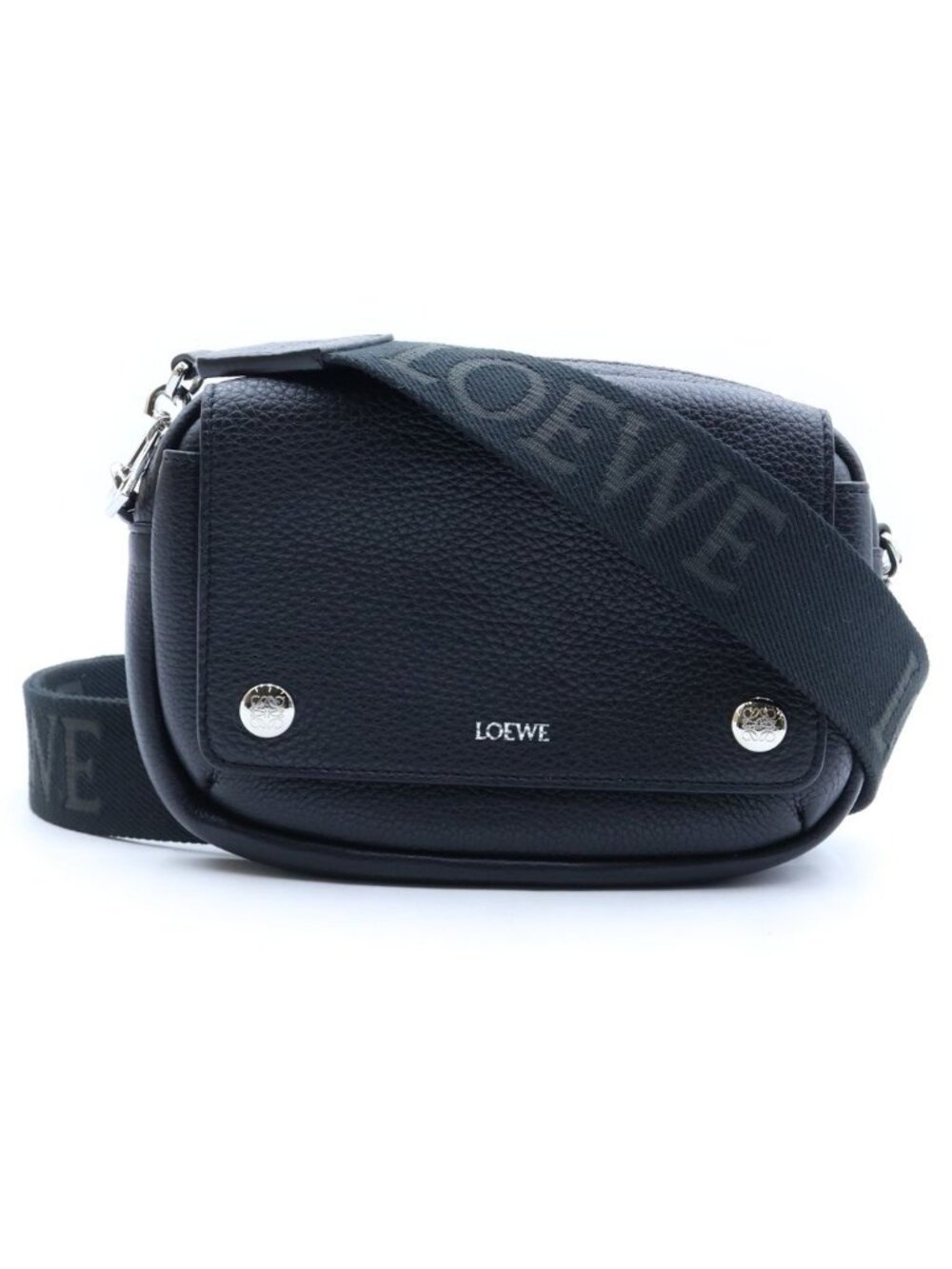 Loewe Pebble Anagram Messenger Bag Small Black Leather